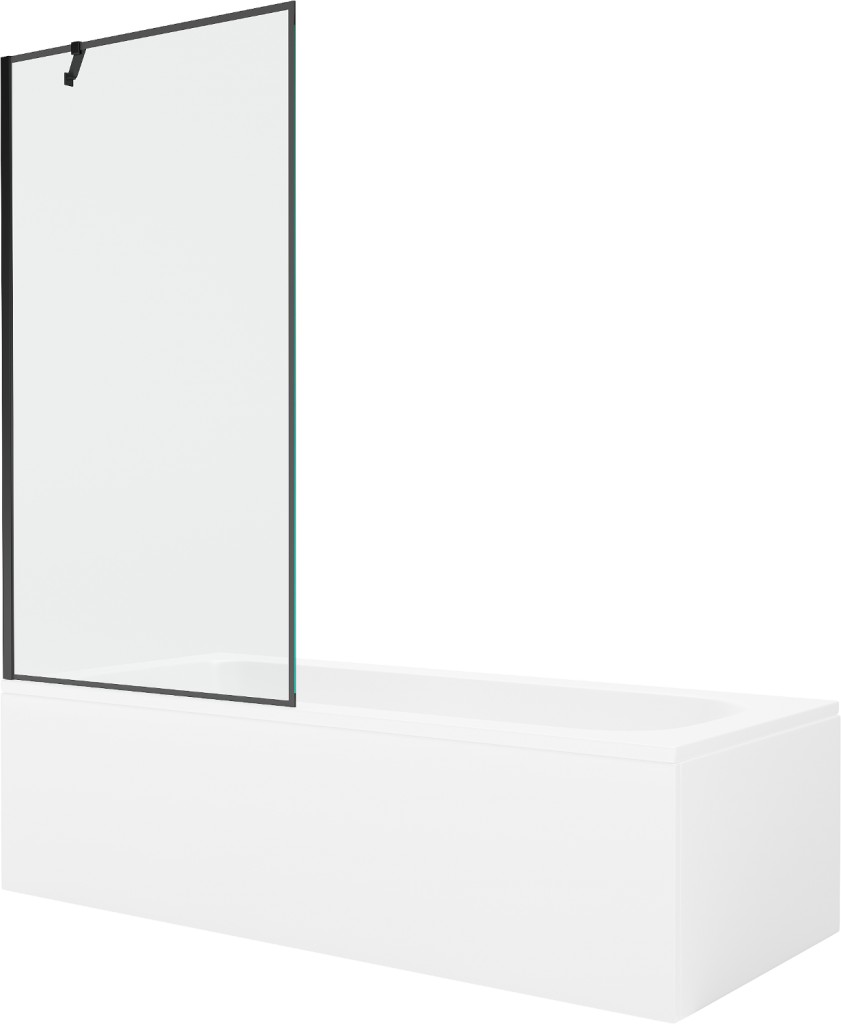 MEXEN/S Vega obdélníková vana 180 x 80 cm s panelem + vanová zástěna 90, černá vzor 550118080X9509007070