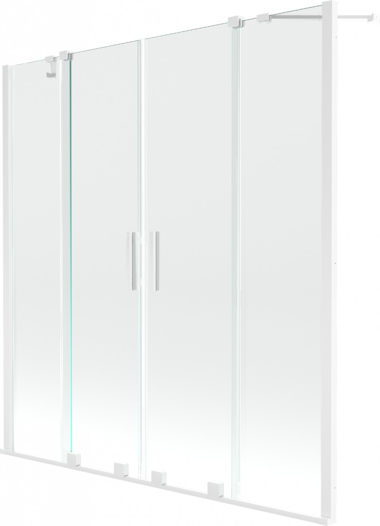 MEXEN/S Velar Duo Dvoukřídlá posuvná vanová zástěna 140 x 150, transparent, bílá 896-140-000-02-20