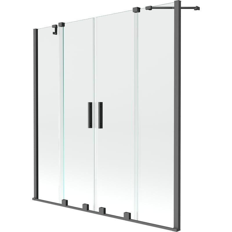 MEXEN/S Velar Duo dvoukřídlá posuvná vanová zástěna 140 x 150, transparent, grafit metal 896-140-000-02-95