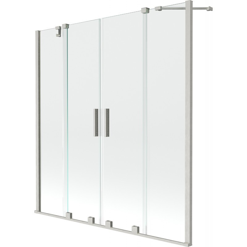 MEXEN/S Velar Duo dvoukřídlá posuvná vanová zástěna 140 x 150, transparent, nikl kartáčovaný 896-140-000-02-97
