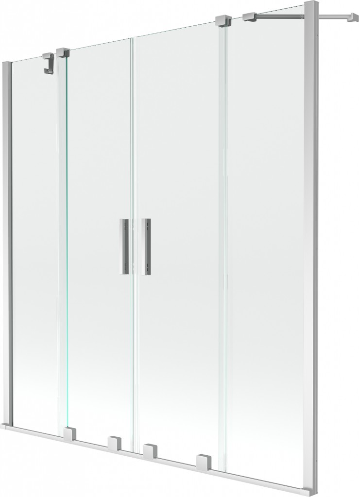 MEXEN/S Velar Duo Dvoukřídlá posuvná vanová zástěna 160 x 150, transparent, chrom 896-160-000-02-01