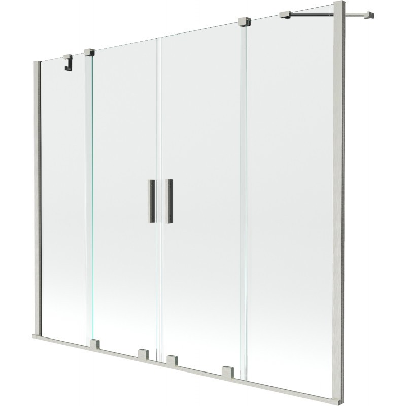 MEXEN/S Velar Duo dvoukřídlá posuvná vanová zástěna 170 x 150, transparent, nikl kartáčovaný 896-170-000-02-97