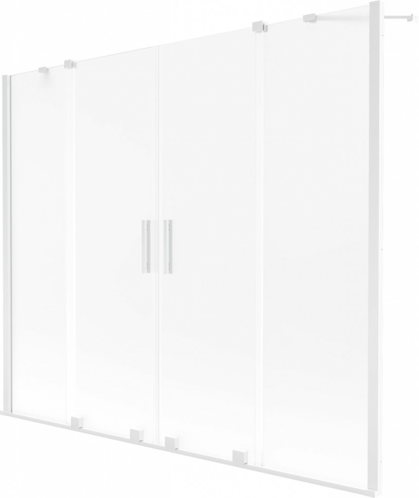 MEXEN/S Velar Duo dvoukřídlá posuvná vanová zástěna 200 x 150 cm, dekor, bílá 896-200-000-32-20