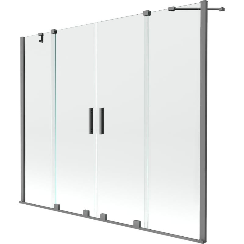 MEXEN/S Velar Duo dvoukřídlá posuvná vanová zástěna 200 x 150, transparent, grafit metal 896-200-000-02-95
