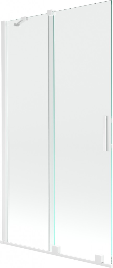MEXEN/S Velar Dvoukřídlá posuvná vanová zástěna 100 x 150, transparent, bílá 896-100-000-01-20