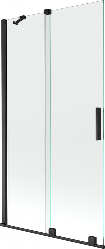 MEXEN/S Velar Dvoukřídlá posuvná vanová zástěna 100 x 150, transparent, černá 896-100-000-01-70
