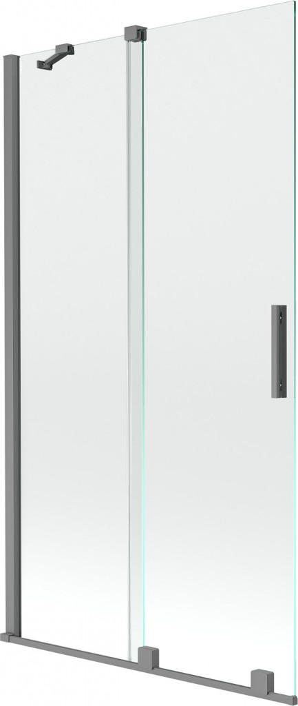 MEXEN/S Velar dvoukřídlá posuvná vanová zástěna 100 x 150, transparent, grafit metal 896-100-000-01-95