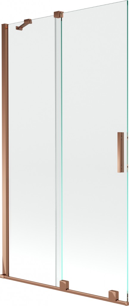 MEXEN/S Velar Dvoukřídlá posuvná vanová zástěna 100 x 150, transparent, růžové zlato 896-100-000-01-60
