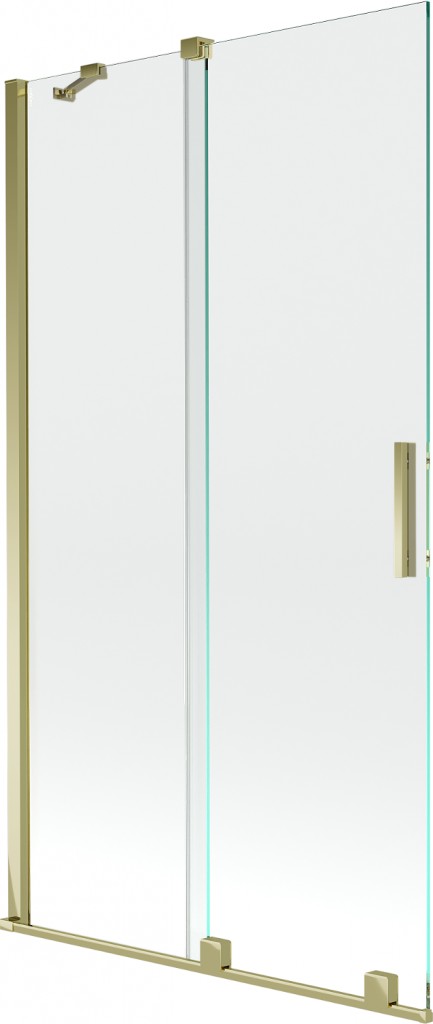MEXEN/S Velar Dvoukřídlá posuvná vanová zástěna 100 x 150, transparent, zlatá 896-100-000-01-50