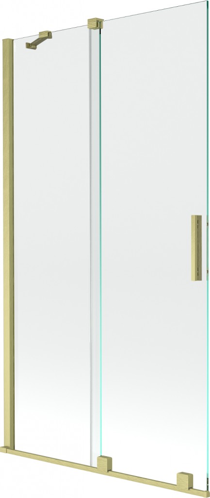 MEXEN/S Velar Dvoukřídlá posuvná vanová zástěna 100 x 150, transparent, zlatá kartáčovaná 896-100-000-01-55