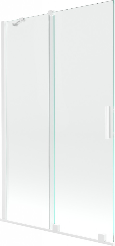 MEXEN/S Velar Dvoukřídlá posuvná vanová zástěna 110 x 150, transparent, bílá 896-110-000-01-20
