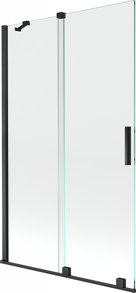 MEXEN/S Velar Dvoukřídlá posuvná vanová zástěna 110 x 150, transparent, černá 896-110-000-01-70
