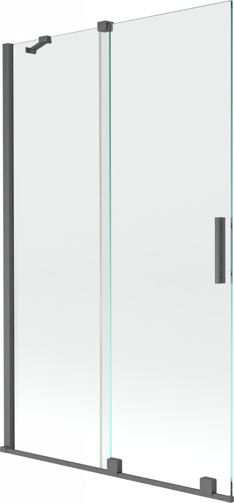MEXEN/S Velar Dvoukřídlá posuvná vanová zástěna 110 x 150, transparent, grafit kartáčovaná 896-110-000-01-66