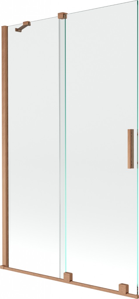 MEXEN/S Velar Dvoukřídlá posuvná vanová zástěna 110 x 150, transparent, kartáčovaná měď 896-110-000-01-65
