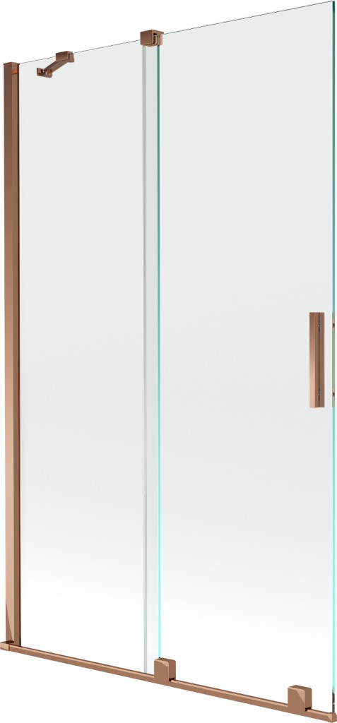 MEXEN/S Velar Dvoukřídlá posuvná vanová zástěna 110 x 150, transparent, růžové zlato 896-110-000-01-60