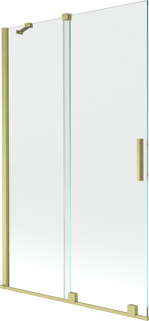MEXEN/S Velar Dvoukřídlá posuvná vanová zástěna 110 x 150, transparent, zlatá kartáčovaná 896-110-000-01-55