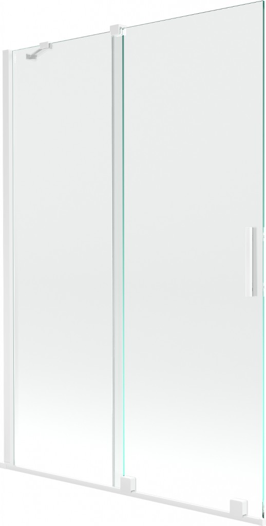 MEXEN/S Velar Dvoukřídlá posuvná vanová zástěna 120 x 150, transparent, bílá 896-120-000-01-20