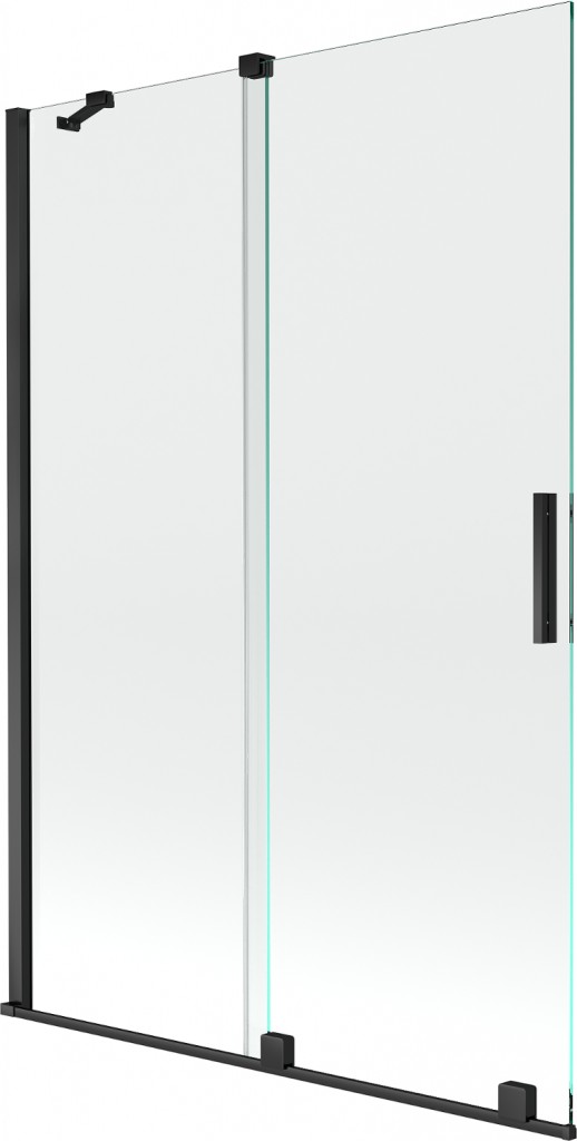 MEXEN/S Velar Dvoukřídlá posuvná vanová zástěna 120 x 150, transparent, černá 896-120-000-01-70