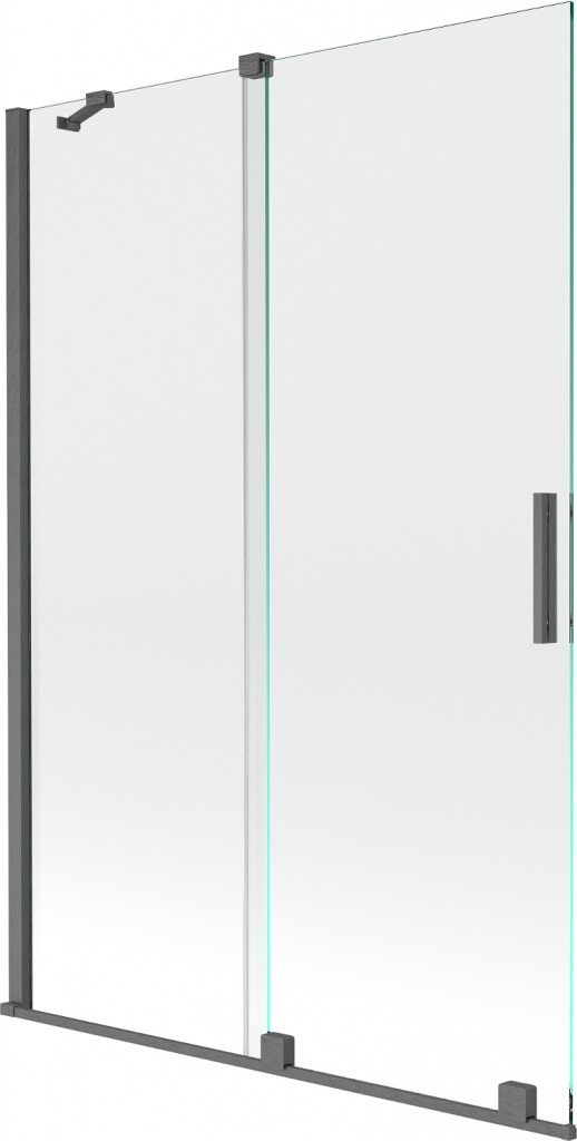 MEXEN/S Velar Dvoukřídlá posuvná vanová zástěna 120 x 150, transparent, grafit kartáčovaná 896-120-000-01-66