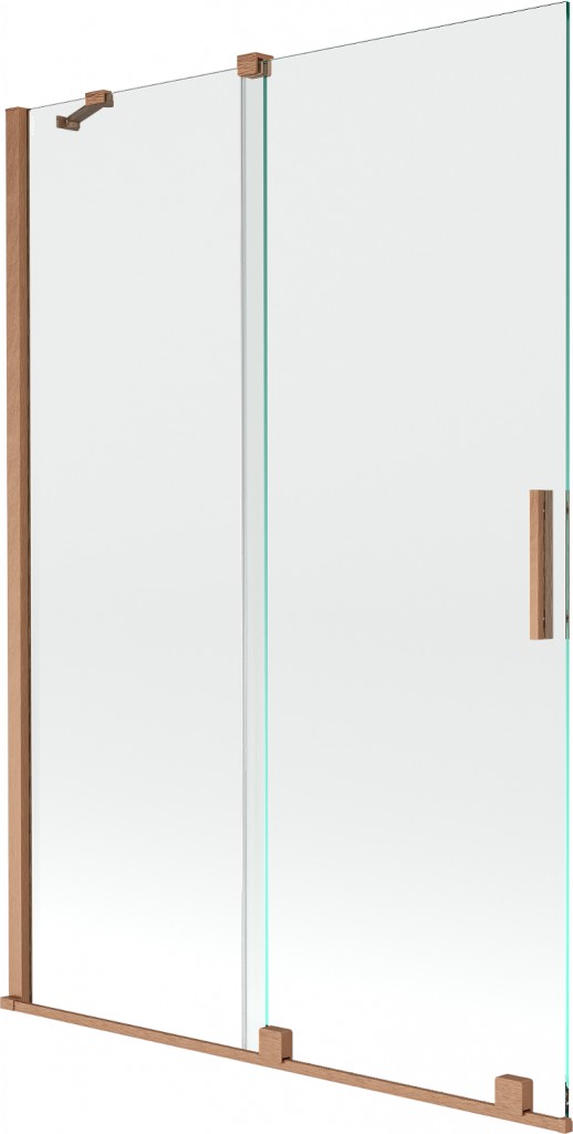 MEXEN/S Velar Dvoukřídlá posuvná vanová zástěna 120 x 150, transparent, kartáčovaná měď 896-120-000-01-65