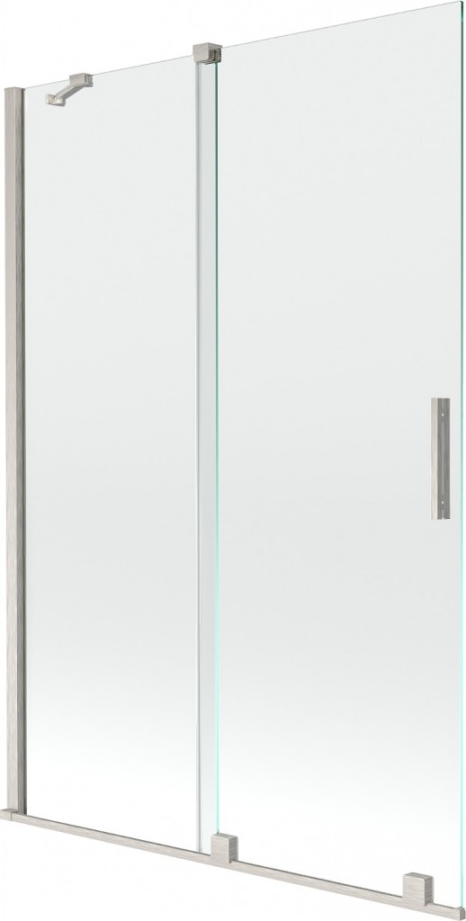 MEXEN/S Velar dvoukřídlá posuvná vanová zástěna 120 x 150, transparent, nikl kartáčovaný 896-120-000-01-97