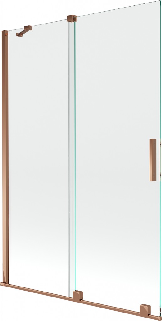 MEXEN/S Velar Dvoukřídlá posuvná vanová zástěna 120 x 150, transparent, růžové zlato 896-120-000-01-60