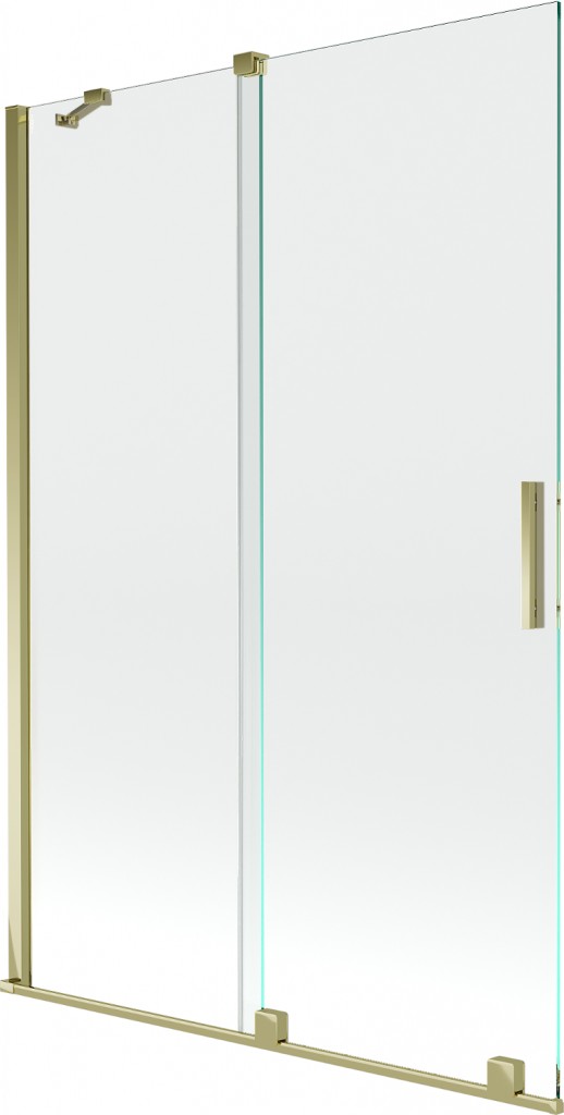 MEXEN/S Velar Dvoukřídlá posuvná vanová zástěna 120 x 150, transparent, zlatá 896-120-000-01-50