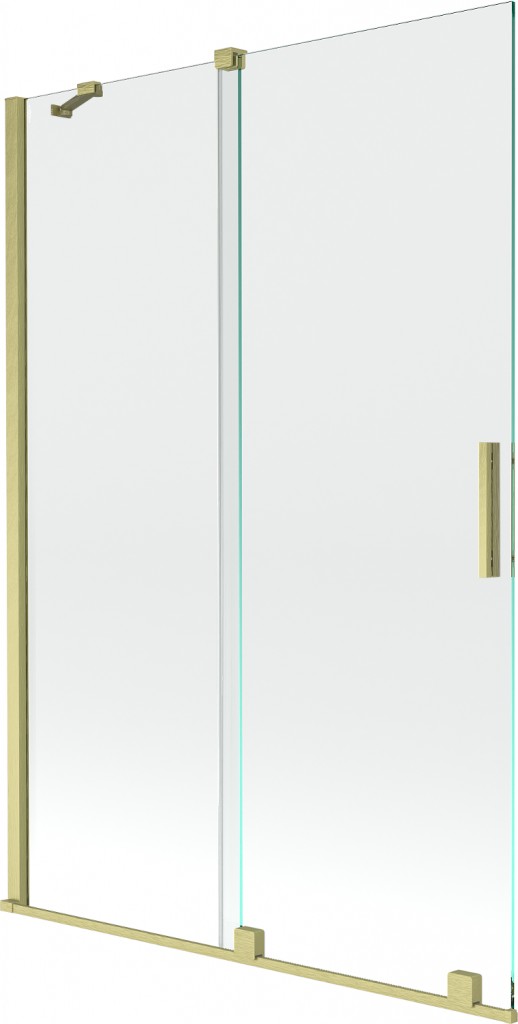 MEXEN/S Velar Dvoukřídlá posuvná vanová zástěna 120 x 150, transparent, zlatá kartáčovaná 896-120-000-01-55