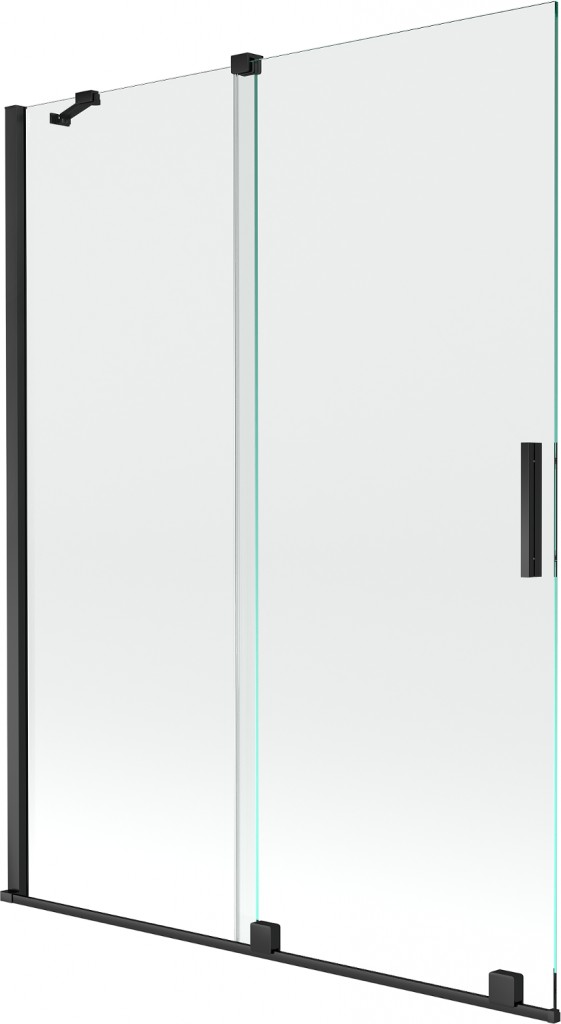 MEXEN/S Velar Dvoukřídlá posuvná vanová zástěna 130 x 150, transparent, černá 896-130-000-01-70