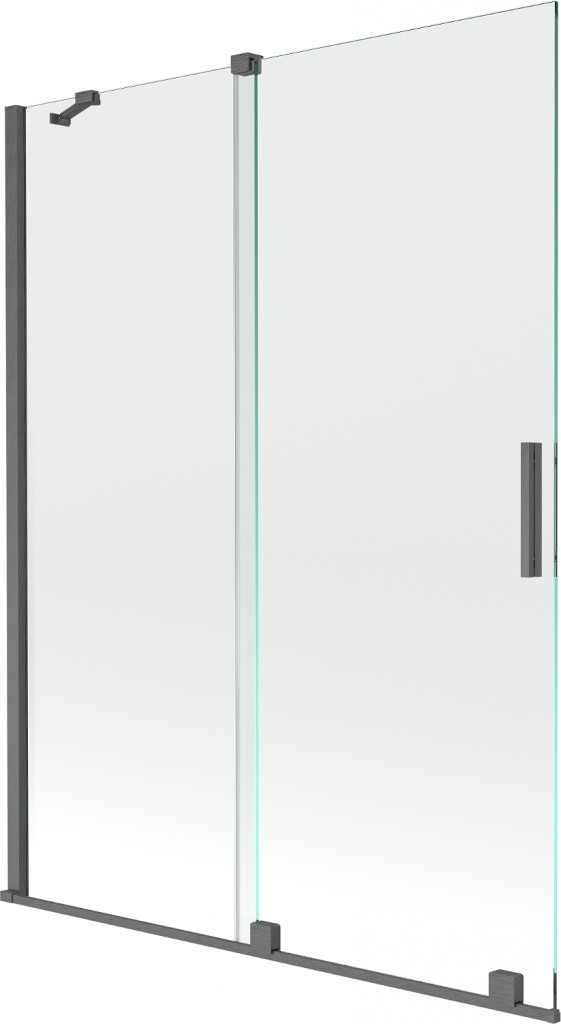 MEXEN/S Velar Dvoukřídlá posuvná vanová zástěna 130 x 150, transparent, grafit kartáčovaná 896-130-000-01-66