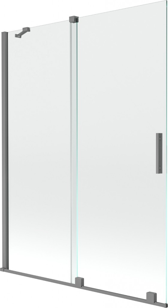 MEXEN/S Velar dvoukřídlá posuvná vanová zástěna 130 x 150, transparent, grafit metal 896-130-000-01-95