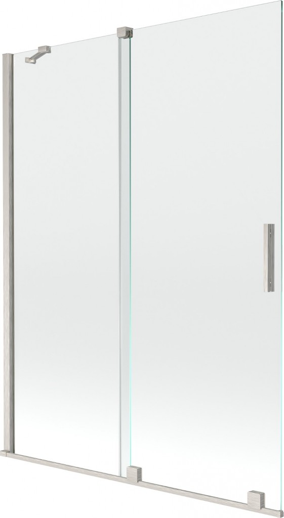 MEXEN/S Velar dvoukřídlá posuvná vanová zástěna 130 x 150, transparent, nikl kartáčovaný 896-130-000-01-97