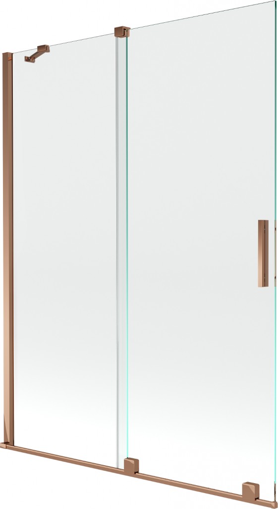 MEXEN/S Velar Dvoukřídlá posuvná vanová zástěna 130 x 150, transparent, růžové zlato 896-130-000-01-60