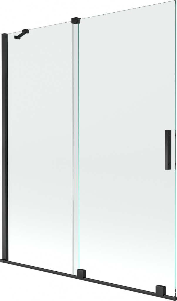 MEXEN/S Velar Dvoukřídlá posuvná vanová zástěna 140 x 150, transparent, černá 896-140-000-01-70