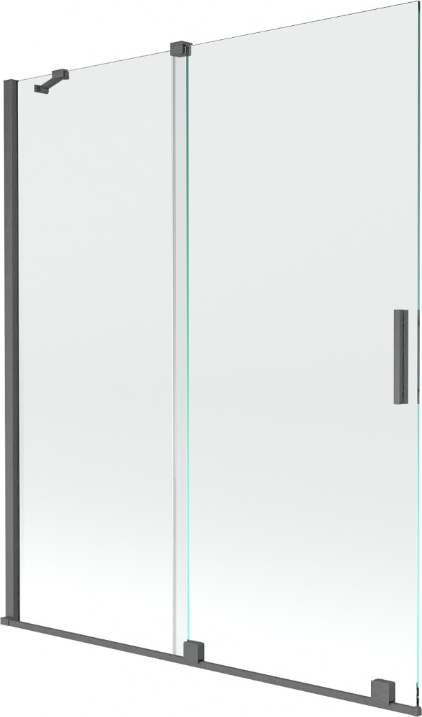 MEXEN/S Velar Dvoukřídlá posuvná vanová zástěna 140 x 150, transparent, grafit kartáčovaná 896-140-000-01-66