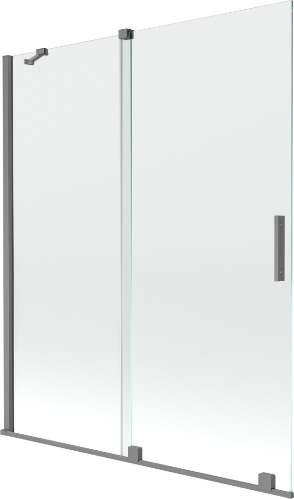 MEXEN/S Velar dvoukřídlá posuvná vanová zástěna 140 x 150, transparent, grafit metal 896-140-000-01-95