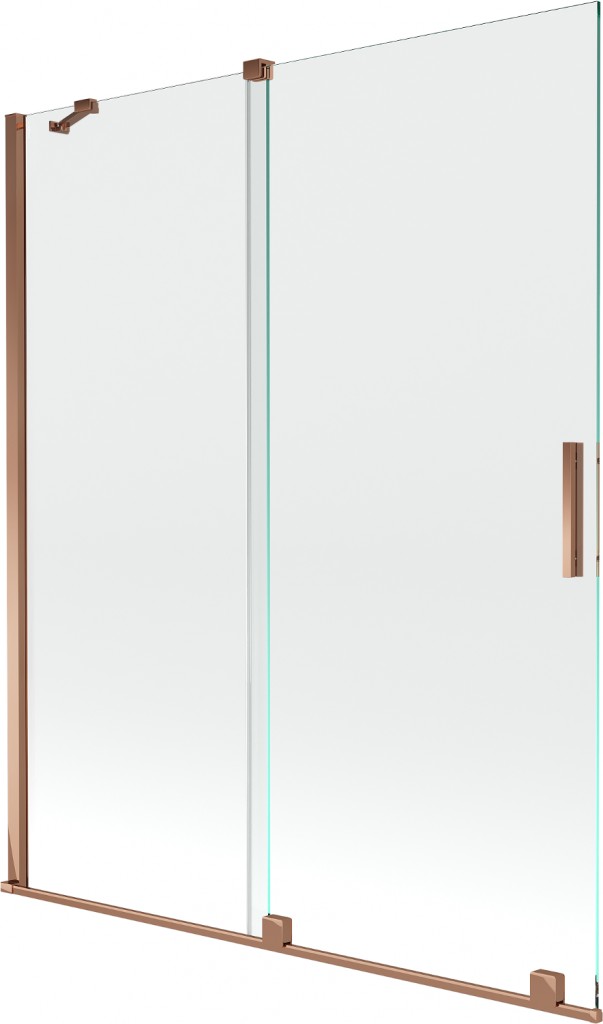 MEXEN/S Velar Dvoukřídlá posuvná vanová zástěna 140 x 150, transparent, růžové zlato 896-140-000-01-60
