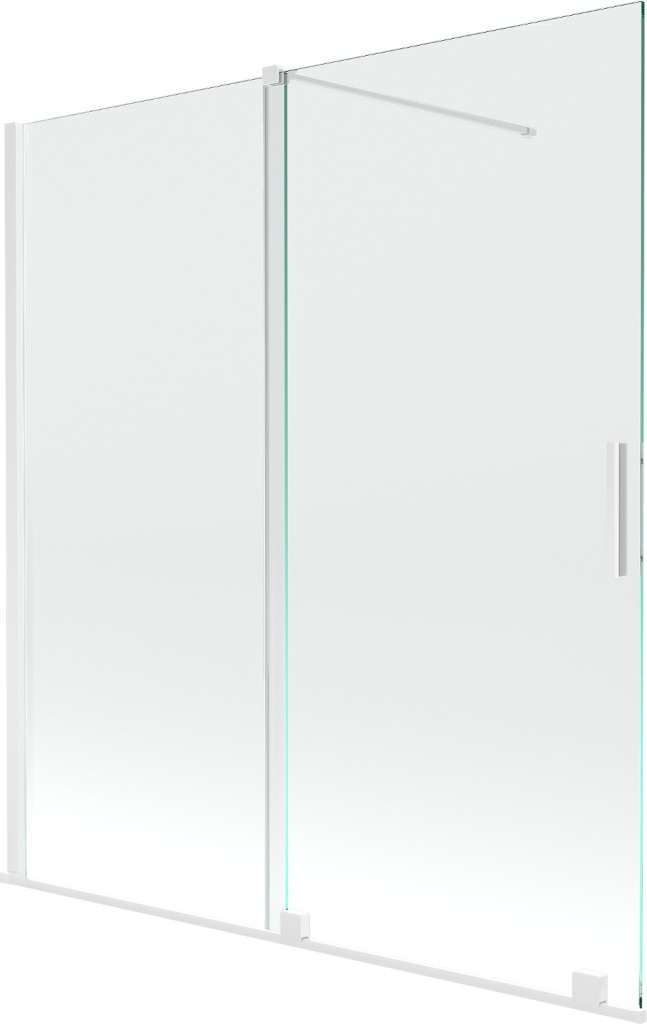 MEXEN/S Velar Dvoukřídlá posuvná vanová zástěna 150 x 150, transparent, bílá 896-150-000-01-20