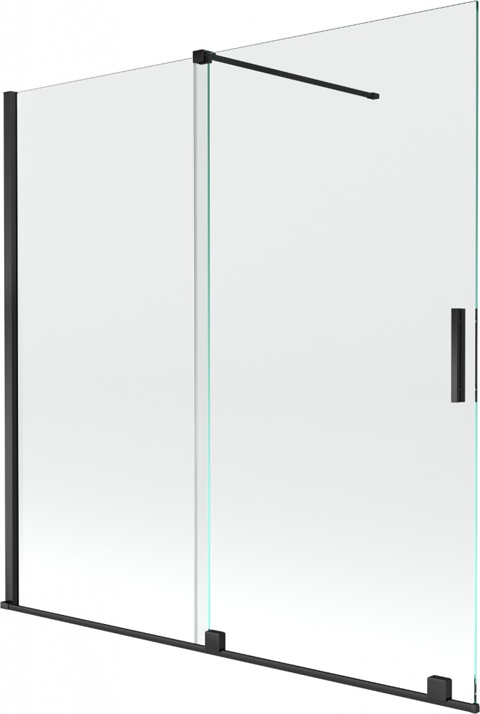 MEXEN/S Velar Dvoukřídlá posuvná vanová zástěna 160 x 150, transparent, černá 896-160-000-01-70