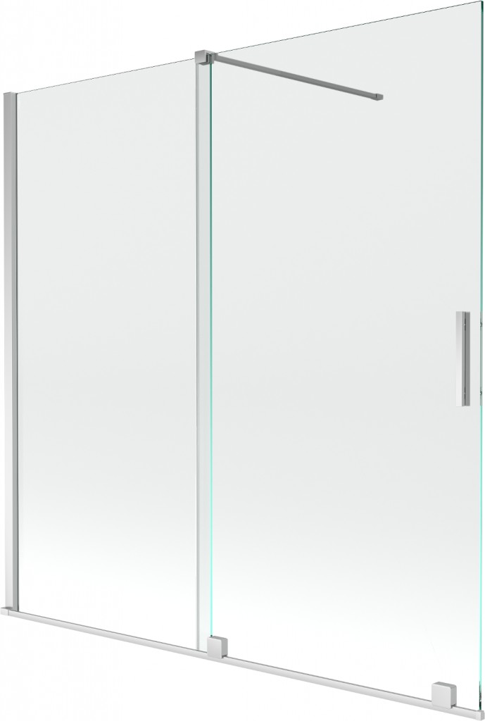 MEXEN/S Velar Dvoukřídlá posuvná vanová zástěna 160 x 150, transparent, chrom 896-160-000-01-01