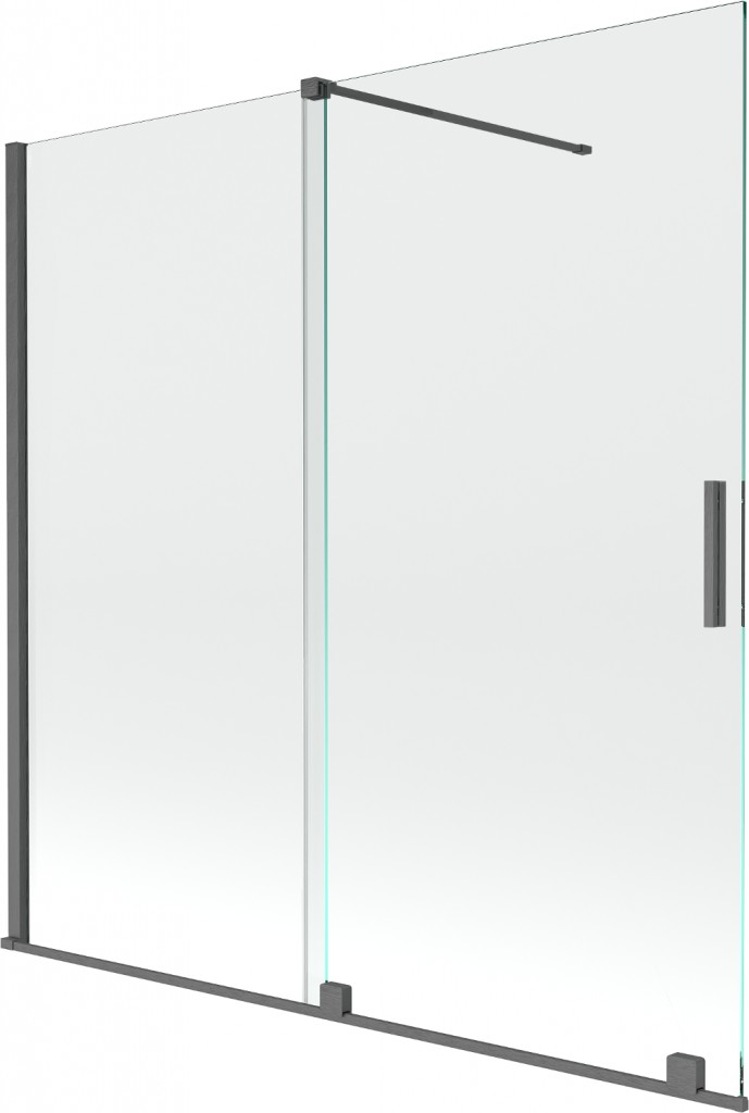 MEXEN/S Velar Dvoukřídlá posuvná vanová zástěna 160 x 150, transparent, grafit kartáčovaná 896-160-000-01-66