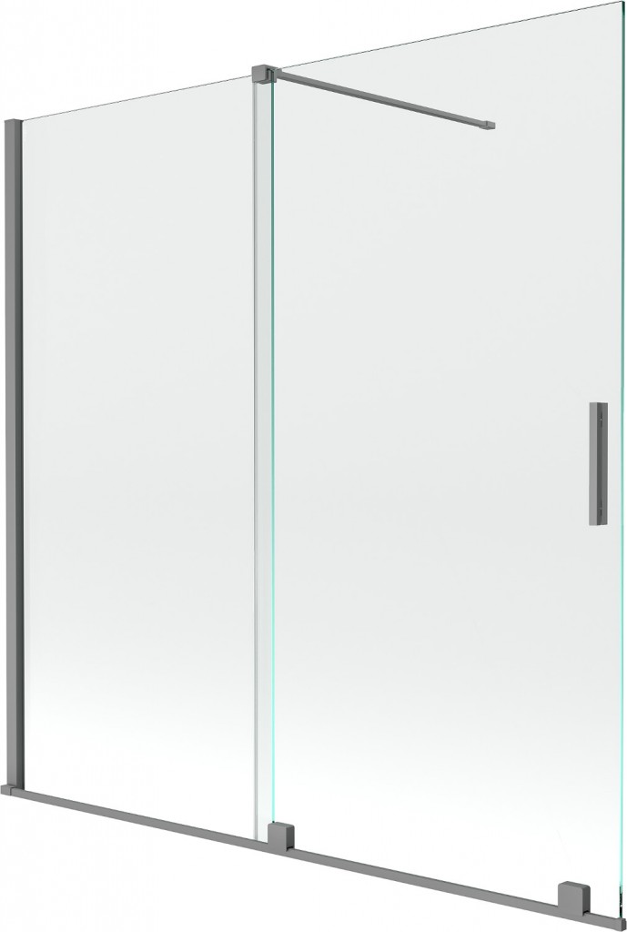 MEXEN/S Velar dvoukřídlá posuvná vanová zástěna 160 x 150, transparent, grafit metal 896-160-000-01-95