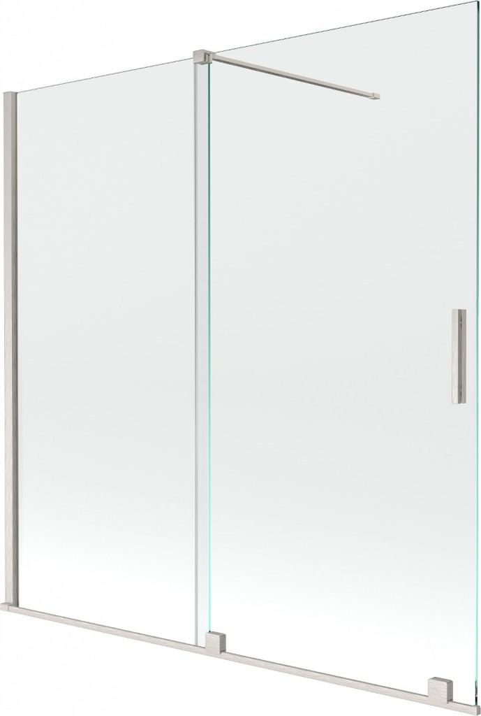 MEXEN/S Velar dvoukřídlá posuvná vanová zástěna 160 x 150, transparent, nikl kartáčovaný 896-160-000-01-97