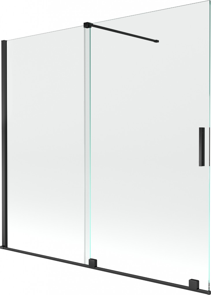 MEXEN/S Velar Dvoukřídlá posuvná vanová zástěna 170 x 150, transparent, černá 896-170-000-01-70