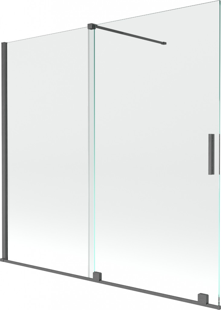 MEXEN/S Velar Dvoukřídlá posuvná vanová zástěna 170 x 160, transparent, grafit kartáčovaná 896-170-000-01-66