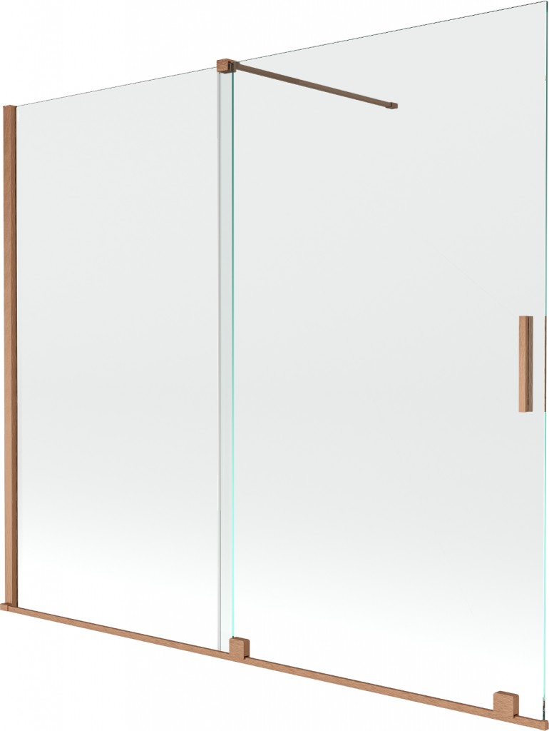 MEXEN/S Velar Dvoukřídlá posuvná vanová zástěna 180 x 150, transparent, kartáčovaná měď 896-180-000-01-65