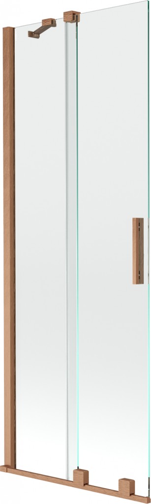 MEXEN/S Velar Dvoukřídlá posuvná vanová zástěna 70 x 150, transparent, kartáčovaná měď 896-070-000-01-65