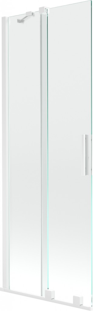 MEXEN/S Velar Dvoukřídlá posuvná vanová zástěna 75 x 150, transparent, bílá 896-075-000-01-20