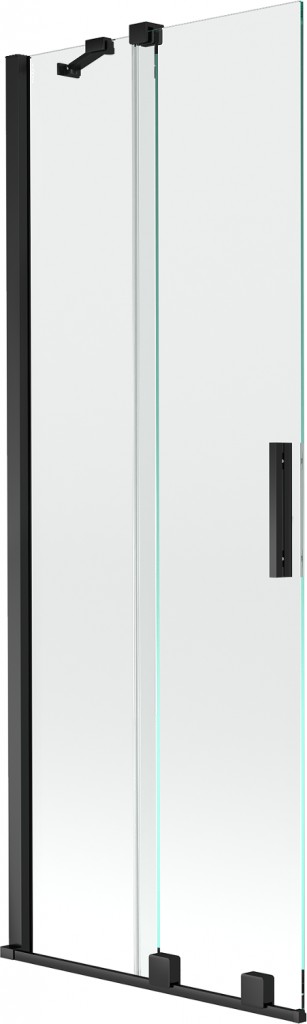 MEXEN/S Velar Dvoukřídlá posuvná vanová zástěna 75 x 150, transparent, černá 896-075-000-01-70