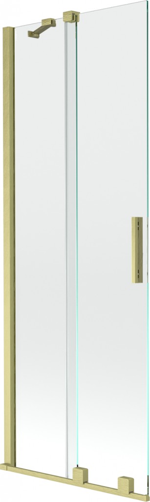 MEXEN/S Velar Dvoukřídlá posuvná vanová zástěna 75 x 150, transparent, zlatá kartáčovaná 896-075-000-01-55